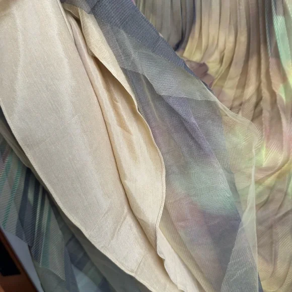 Anthropologie Geisha Designs Multicolor Pleated A-Line Skirt tulle Sela Midi - Picture 7 of 11